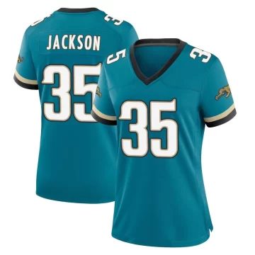 Women's Jacksonville Jaguars ＃35 Matthew Jackson Teal Game Prowler Throwback Jersey