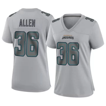 Women's Jacksonville Jaguars ＃36 LeQuint Allen Gray Game Atmosphere Fashion Jersey