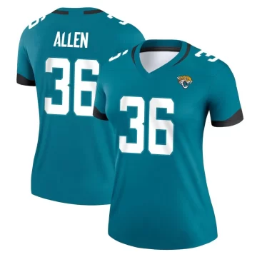 Women's Jacksonville Jaguars ＃36 LeQuint Allen Teal Legend Jersey