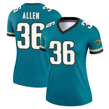 Women's Jacksonville Jaguars ＃36 LeQuint Allen Teal Legend Prowler Throwback Jersey
