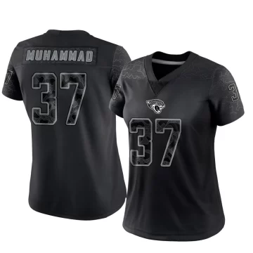 Women's Jacksonville Jaguars ＃37 Jabbar Muhammad Black Limited Reflective Jersey