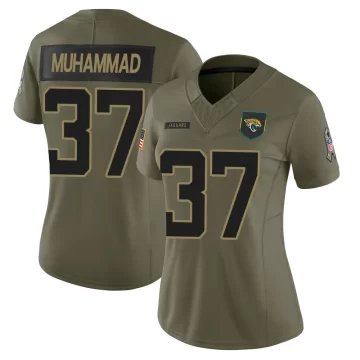 Women's Jacksonville Jaguars ＃37 Jabbar Muhammad Olive Limited 2025 Salute to Service Jersey