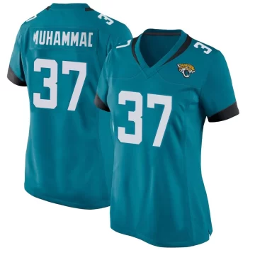 Women's Jacksonville Jaguars ＃37 Jabbar Muhammad Teal Game Jersey