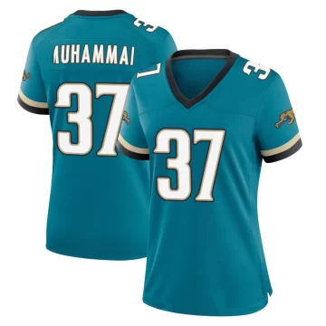 Women's Jacksonville Jaguars ＃37 Jabbar Muhammad Teal Game Prowler Throwback Jersey