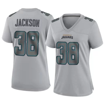 Women's Jacksonville Jaguars ＃38 Ja'Quinden Jackson Gray Game Atmosphere Fashion Jersey
