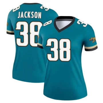 Women's Jacksonville Jaguars ＃38 Ja'Quinden Jackson Teal Legend Prowler Throwback Jersey