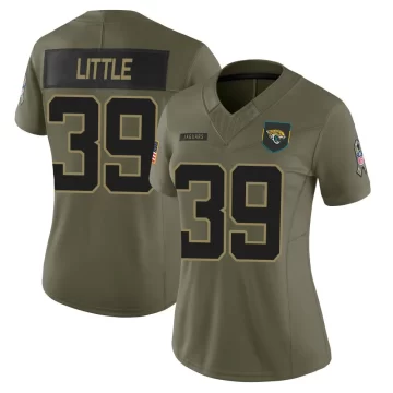 Women's Jacksonville Jaguars ＃39 Cam Little Olive Limited 2025 Salute to Service Jersey