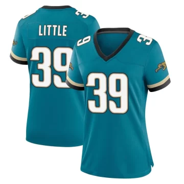 Women's Jacksonville Jaguars ＃39 Cam Little Teal Game Prowler Throwback Jersey