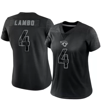 Women's Jacksonville Jaguars ＃4 Josh Lambo Black Limited Reflective Jersey