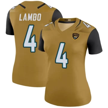 Women's Jacksonville Jaguars ＃4 Josh Lambo Gold Legend Color Rush Bold Jersey
