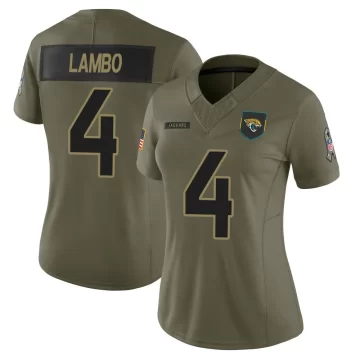 Women's Jacksonville Jaguars ＃4 Josh Lambo Olive Limited 2025 Salute to Service Jersey
