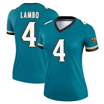 Women's Jacksonville Jaguars ＃4 Josh Lambo Teal Legend Prowler Throwback Jersey