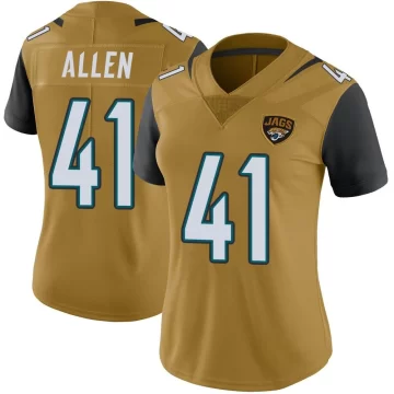 Women's Jacksonville Jaguars ＃41 Josh Hines-Allen Gold Limited Color Rush Vapor Untouchable Jersey