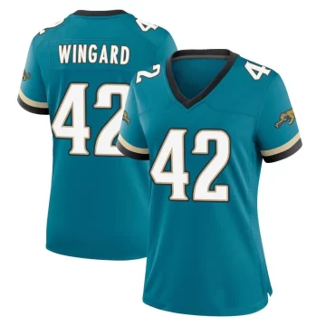 Women's Jacksonville Jaguars ＃42 Andrew Wingard Teal Game Prowler Throwback Jersey