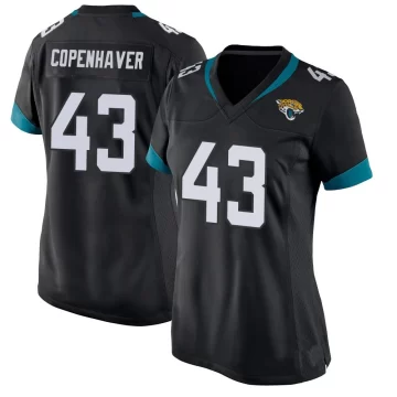 Women's Jacksonville Jaguars ＃43 John Copenhaver Black Game Jersey
