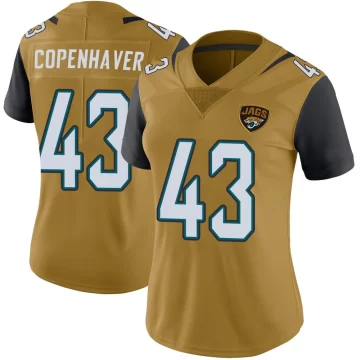 Women's Jacksonville Jaguars ＃43 John Copenhaver Gold Limited Color Rush Vapor Untouchable Jersey