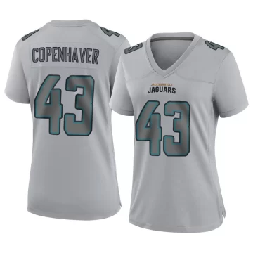 Women's Jacksonville Jaguars ＃43 John Copenhaver Gray Game Atmosphere Fashion Jersey