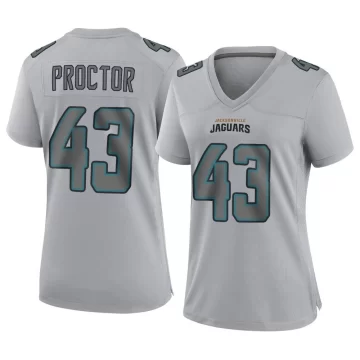 Women's Jacksonville Jaguars ＃43 Josh Proctor Gray Game Atmosphere Fashion Jersey