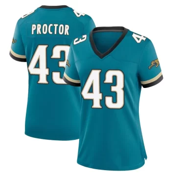 Women's Jacksonville Jaguars ＃43 Josh Proctor Teal Game Prowler Throwback Jersey