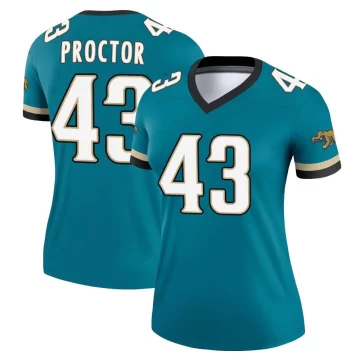 Women's Jacksonville Jaguars ＃43 Josh Proctor Teal Legend Prowler Throwback Jersey