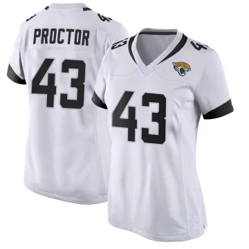 Women's Jacksonville Jaguars ＃43 Josh Proctor White Game Jersey