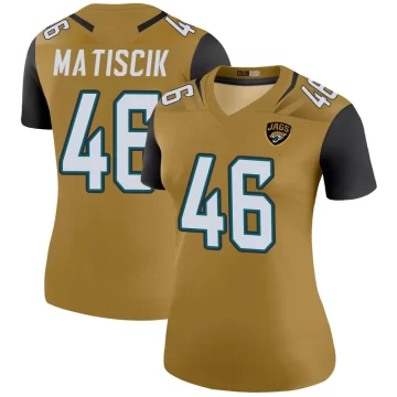 Women's Jacksonville Jaguars ＃46 Ross Matiscik Gold Legend Color Rush Bold Jersey