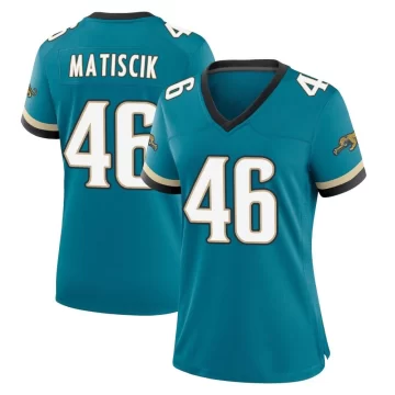 Women's Jacksonville Jaguars ＃46 Ross Matiscik Teal Game Prowler Throwback Jersey