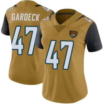 Women's Jacksonville Jaguars ＃47 Dennis Gardeck Gold Limited Color Rush Vapor Untouchable Jersey