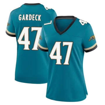 Women's Jacksonville Jaguars ＃47 Dennis Gardeck Teal Game Prowler Throwback Jersey
