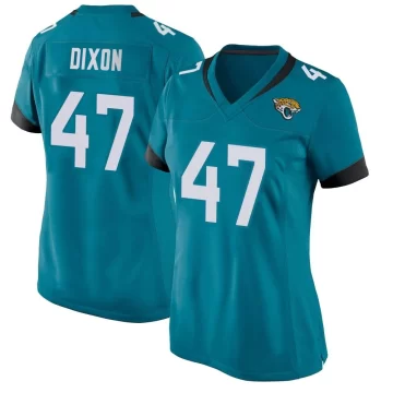 Women's Jacksonville Jaguars ＃47 De'Shaan Dixon Teal Game Jersey