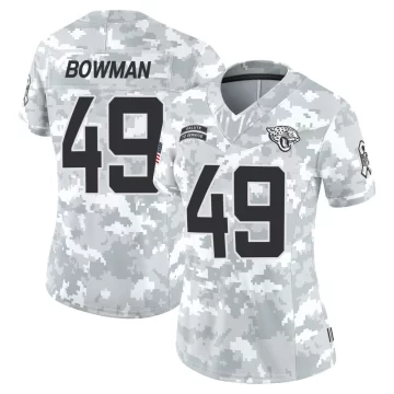 Women's Jacksonville Jaguars ＃49 Shawn Bowman Arctic Camo Limited 2024 Salute to Service Jersey