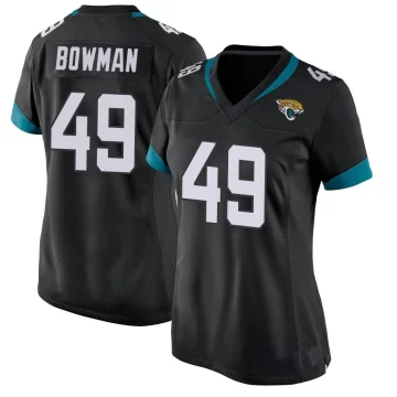 Women's Jacksonville Jaguars ＃49 Shawn Bowman Black Game Jersey