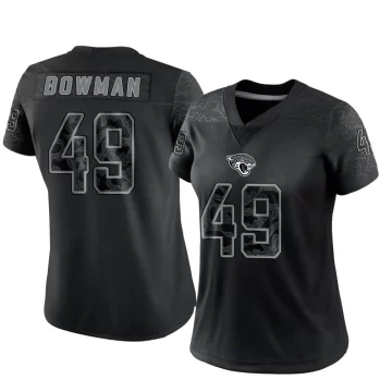 Women's Jacksonville Jaguars ＃49 Shawn Bowman Black Limited Reflective Jersey