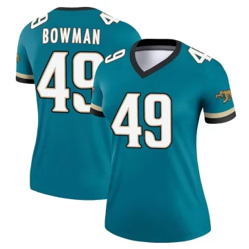 Women's Jacksonville Jaguars ＃49 Shawn Bowman Teal Legend Prowler Throwback Jersey