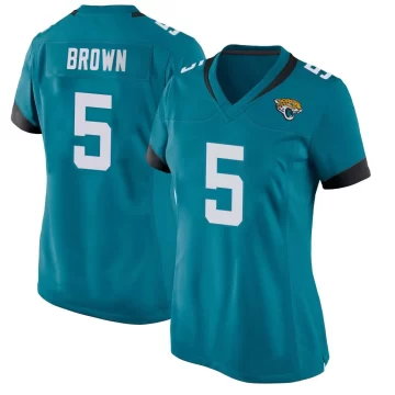 Women's Jacksonville Jaguars ＃5 Dyami Brown Teal Game Jersey