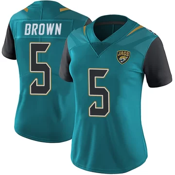 Women's Jacksonville Jaguars ＃5 Dyami Brown Teal Limited Vapor Untouchable Team Color Jersey