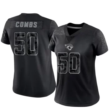 Women's Jacksonville Jaguars ＃50 Branson Combs Black Limited Reflective Jersey