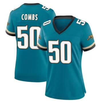 Women's Jacksonville Jaguars ＃50 Branson Combs Teal Game Prowler Throwback Jersey