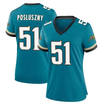 Women's Jacksonville Jaguars ＃51 Paul Posluszny Teal Game Prowler Throwback Jersey