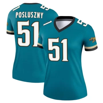 Women's Jacksonville Jaguars ＃51 Paul Posluszny Teal Legend Prowler Throwback Jersey