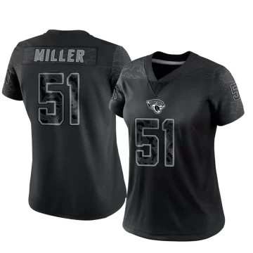 Women's Jacksonville Jaguars ＃51 Ventrell Miller Black Limited Reflective Jersey