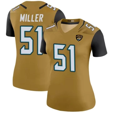 Women's Jacksonville Jaguars ＃51 Ventrell Miller Gold Legend Color Rush Bold Jersey