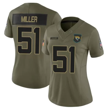 Women's Jacksonville Jaguars ＃51 Ventrell Miller Olive Limited 2025 Salute to Service Jersey