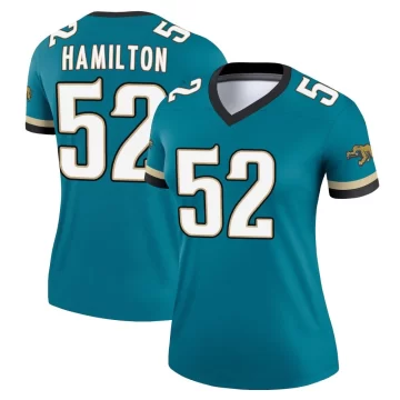 Women's Jacksonville Jaguars ＃52 DaVon Hamilton Teal Legend Prowler Throwback Jersey