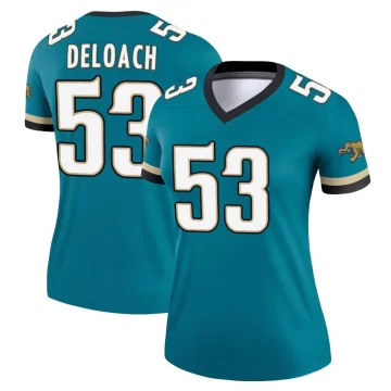 Women's Jacksonville Jaguars ＃53 Kalen DeLoach Teal Legend Prowler Throwback Jersey