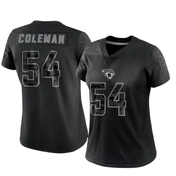 Women's Jacksonville Jaguars ＃54 DJ Coleman Black Limited Reflective Jersey