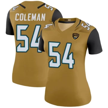 Women's Jacksonville Jaguars ＃54 DJ Coleman Gold Legend Color Rush Bold Jersey