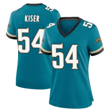 Women's Jacksonville Jaguars ＃54 Jack Kiser Teal Game Prowler Throwback Jersey