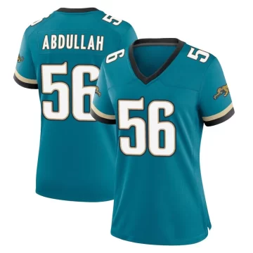 Women's Jacksonville Jaguars ＃56 Yasir Abdullah Teal Game Prowler Throwback Jersey