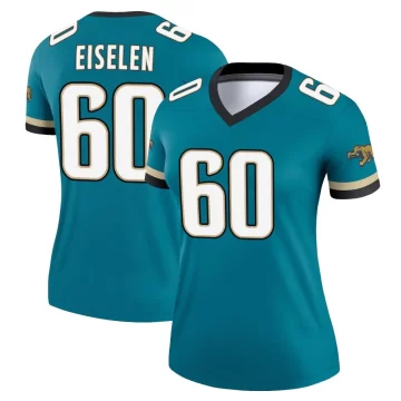 Women's Jacksonville Jaguars ＃60 Dieter Eiselen Teal Legend Prowler Throwback Jersey